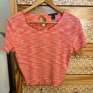 Orange and Pink Ribbed Women's Top